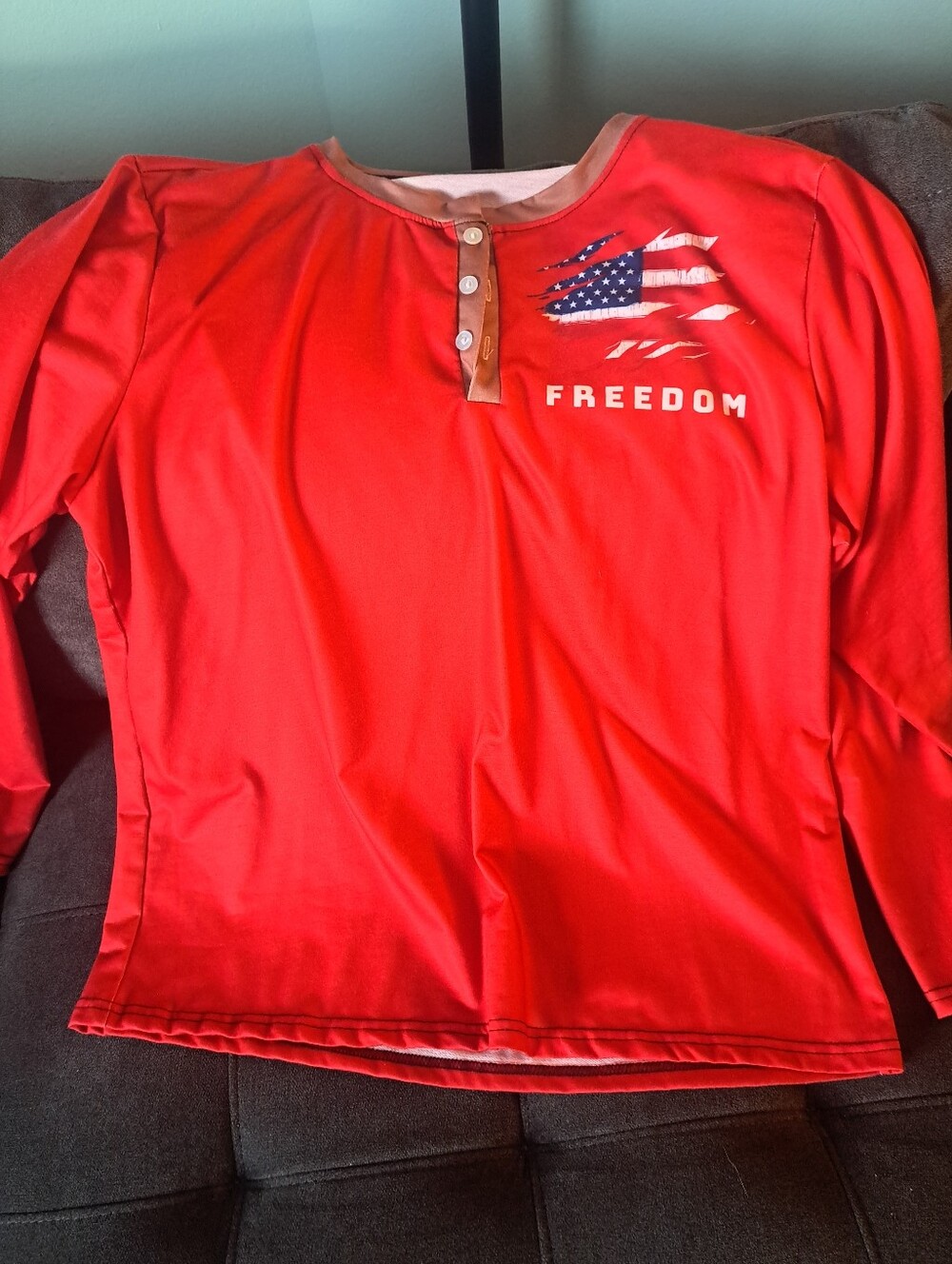 Mens  Red 'Freedom' Long Sleeve Shirt